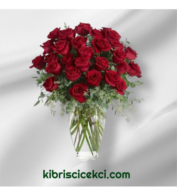 Vazoda 27 Kırmızı Gül